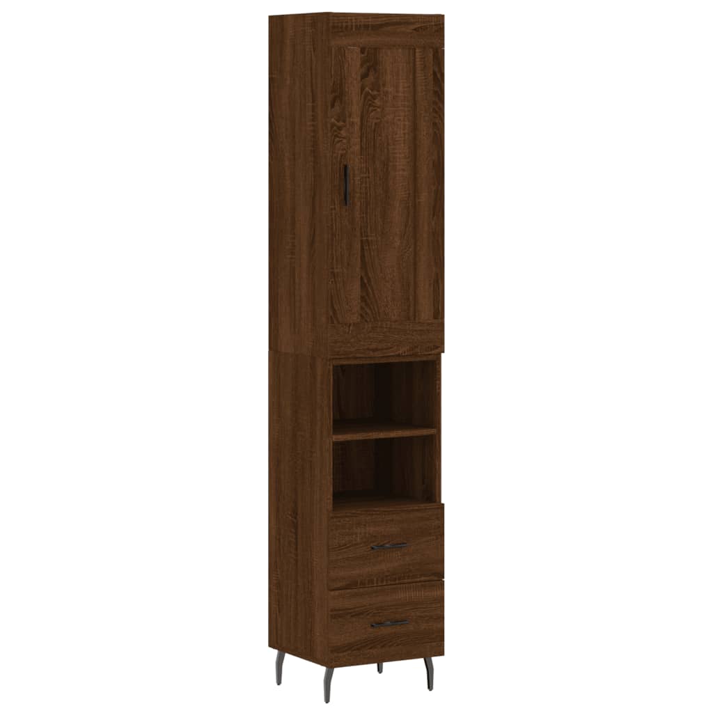 vidaXL Highboard Brown Oak 34.5x34x180 cm Engineered Wood