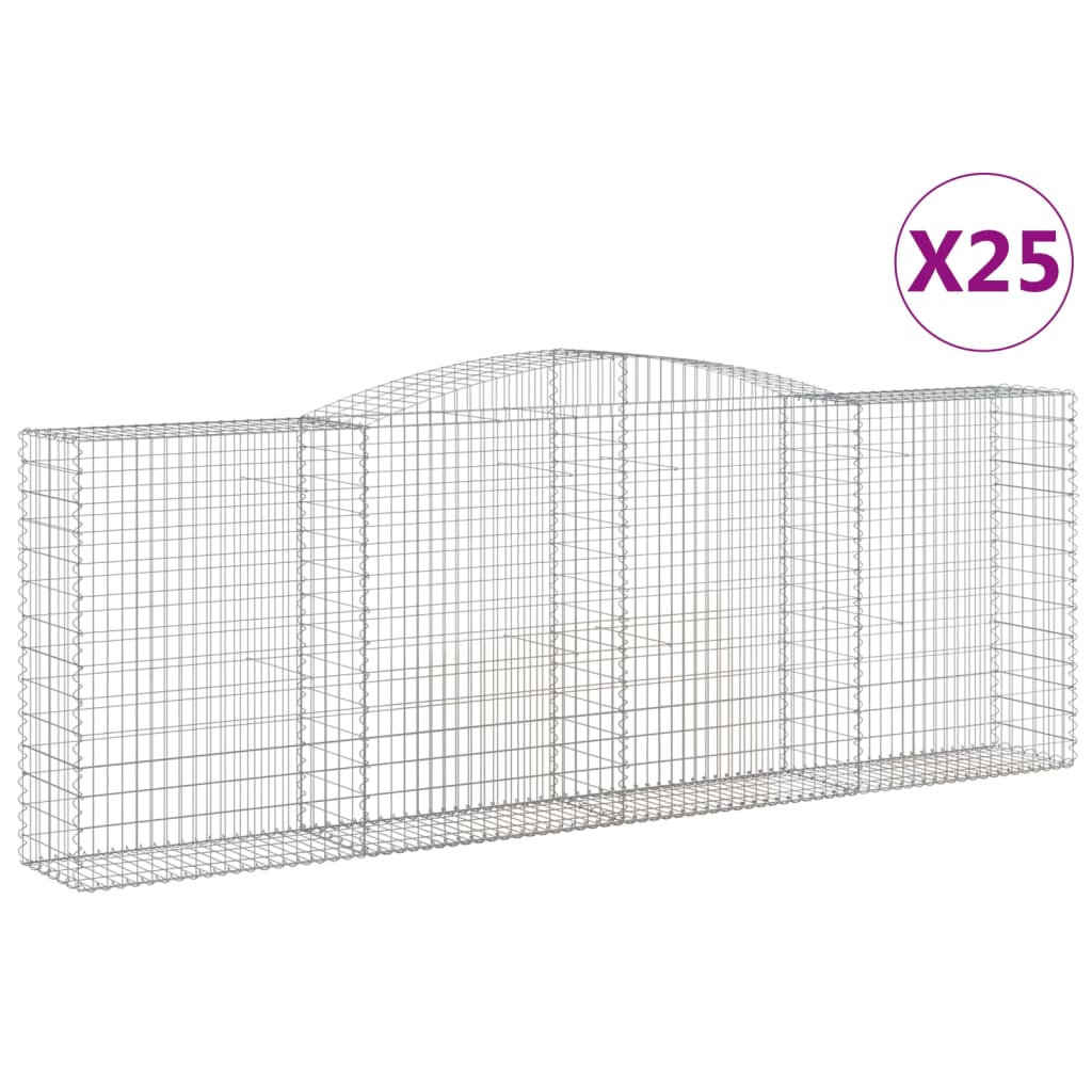 vidaXL Arched Gabion Baskets 25 pcs 400x50x140/160 cm Galvanised Iron