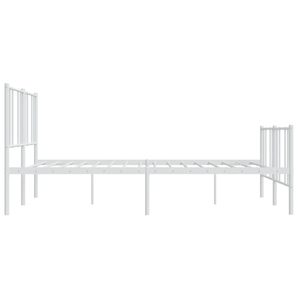 vidaXL Metal Bed Frame without Mattress with Footboard White 200x200 cm