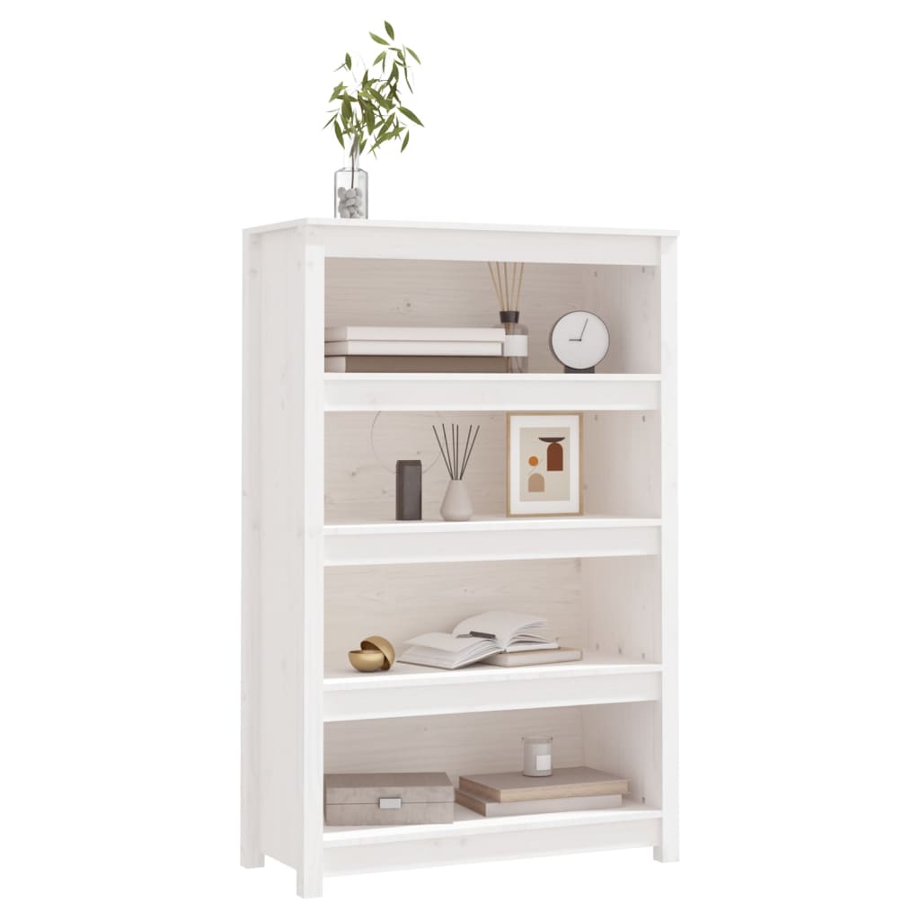 vidaXL Book Cabinet White 80x35x126 cm Solid Wood Pine