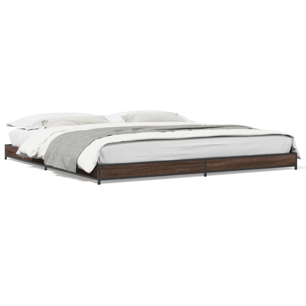 vidaXL Bed Frame without Mattress Brown Oak 180x200 cm Super King