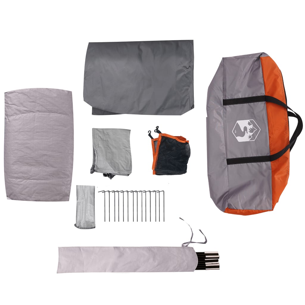 vidaXL Family Tent Dome 6-Person Grey and Orange Waterproof