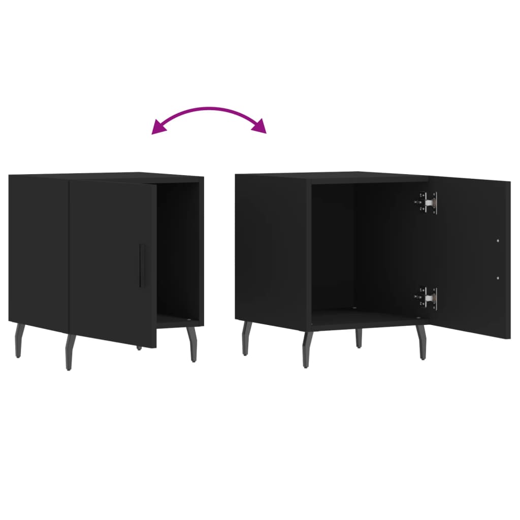 vidaXL Bedside Cabinets 2 pcs Black 40x40x50 cm Engineered Wood