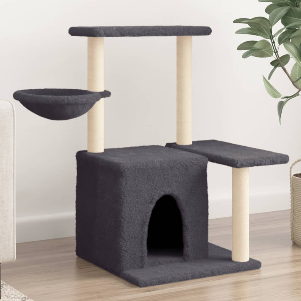 vidaXL Cat Tree with Sisal Scratching Posts Dark Grey 83 cm