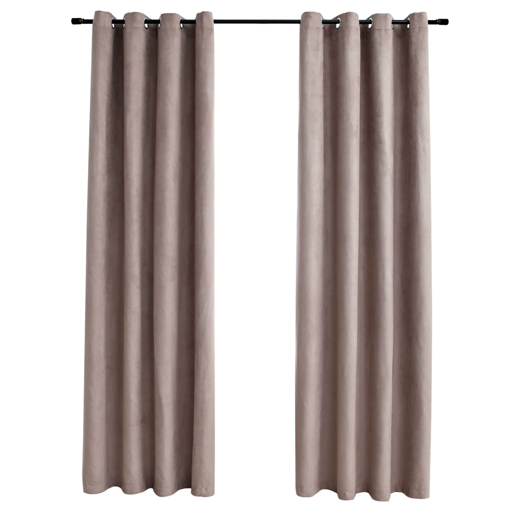 vidaXL Blackout Curtains with Metal Rings 2 pcs Taupe 140x245 cm