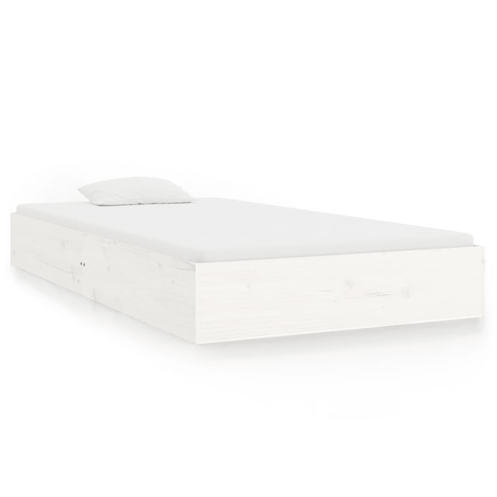 vidaXL Bed Frame without Mattress White Solid Wood 100x200 cm