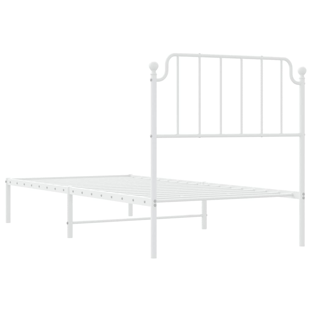 vidaXL Metal Bed Frame without Mattress with Headboard White 90x200 cm