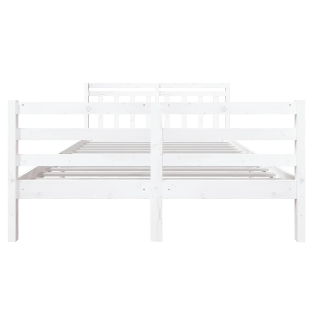 vidaXL Bed Frame without Mattress White Solid Wood 140x190 cm (810411+814095)