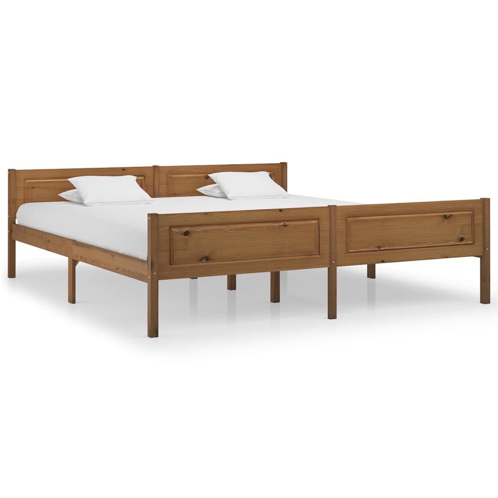 vidaXL Bed Frame without Mattress Solid Pinewood Honey Brown 180x200 cm Super King