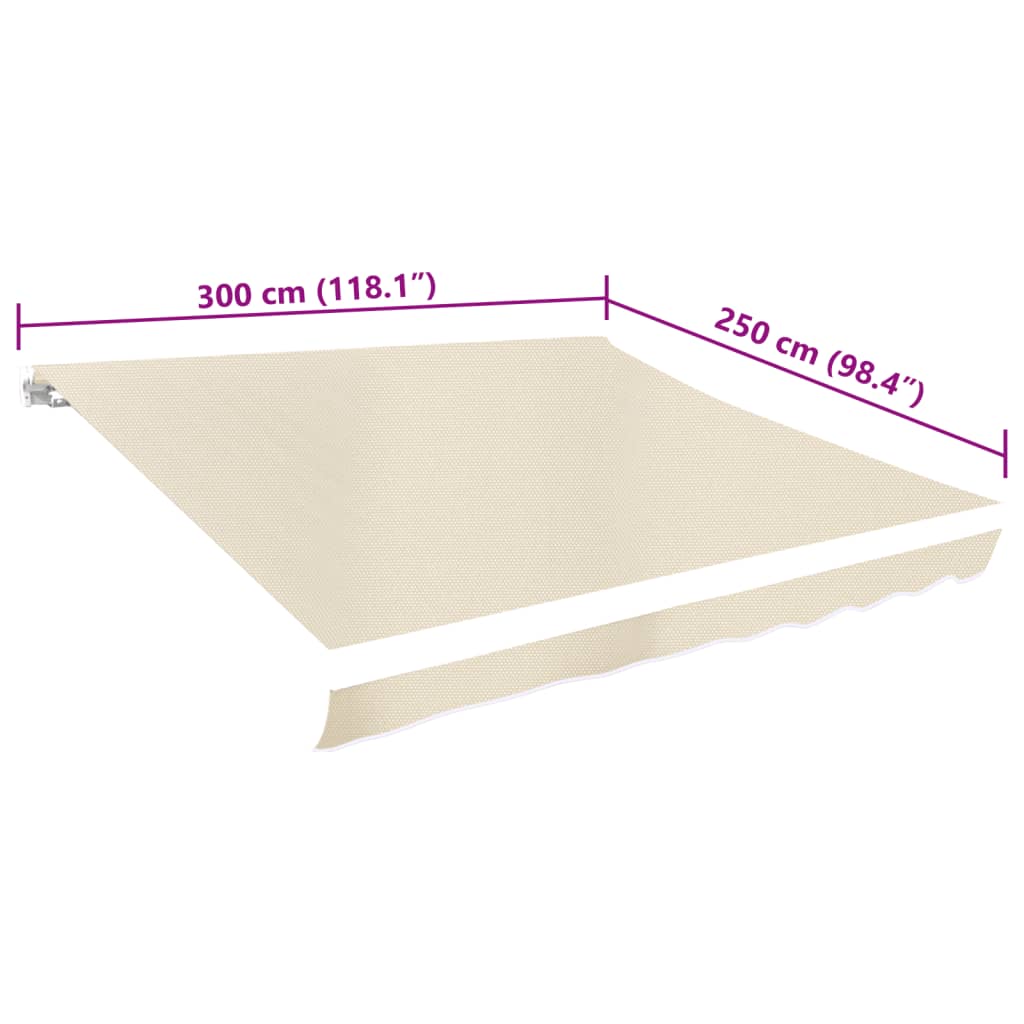 vidaXL Awning Top Sunshade Canvas Cream 3 x 2.5 m (Frame Not Included)