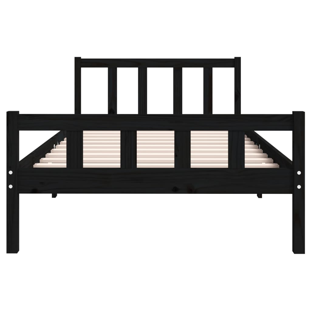 vidaXL Bed Frame without Mattress Black Solid Wood 100x200 cm