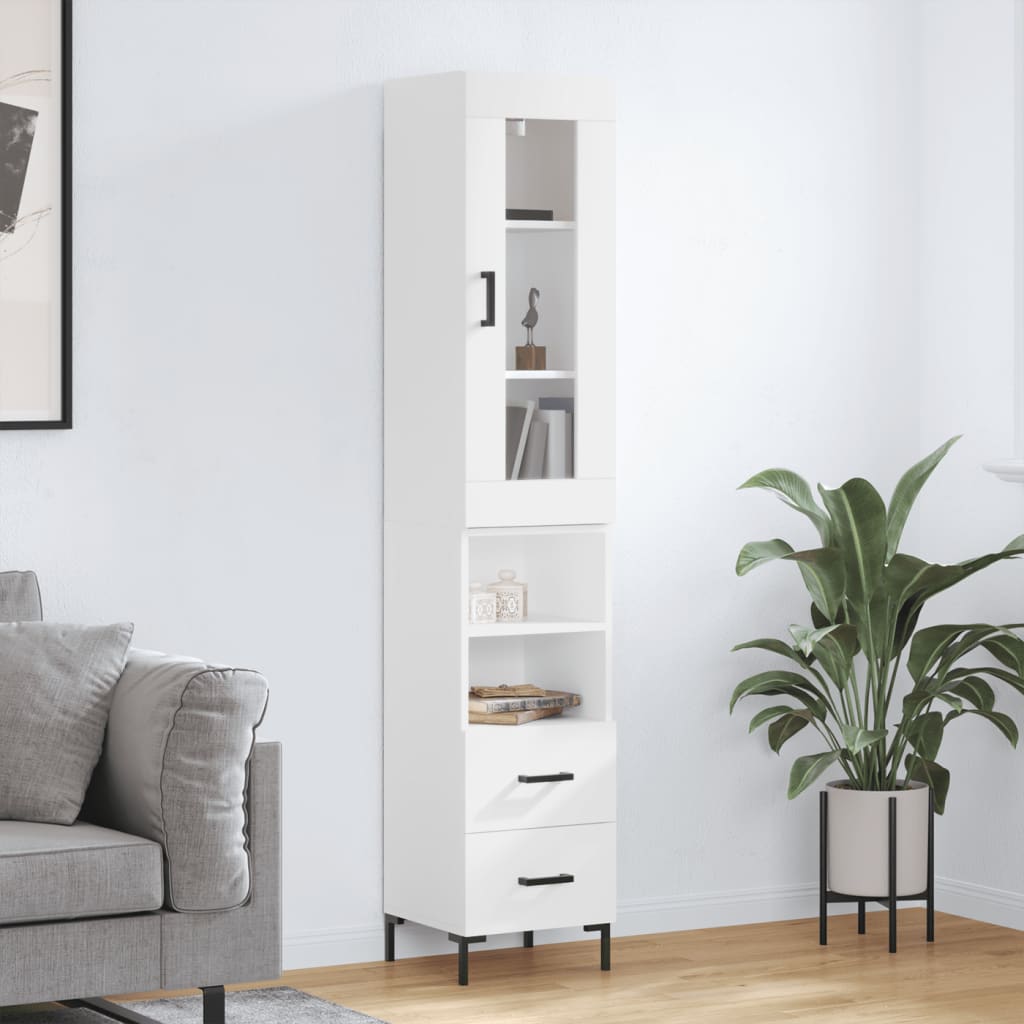 vidaXL Highboard White 34.5x34x180 cm Engineered Wood