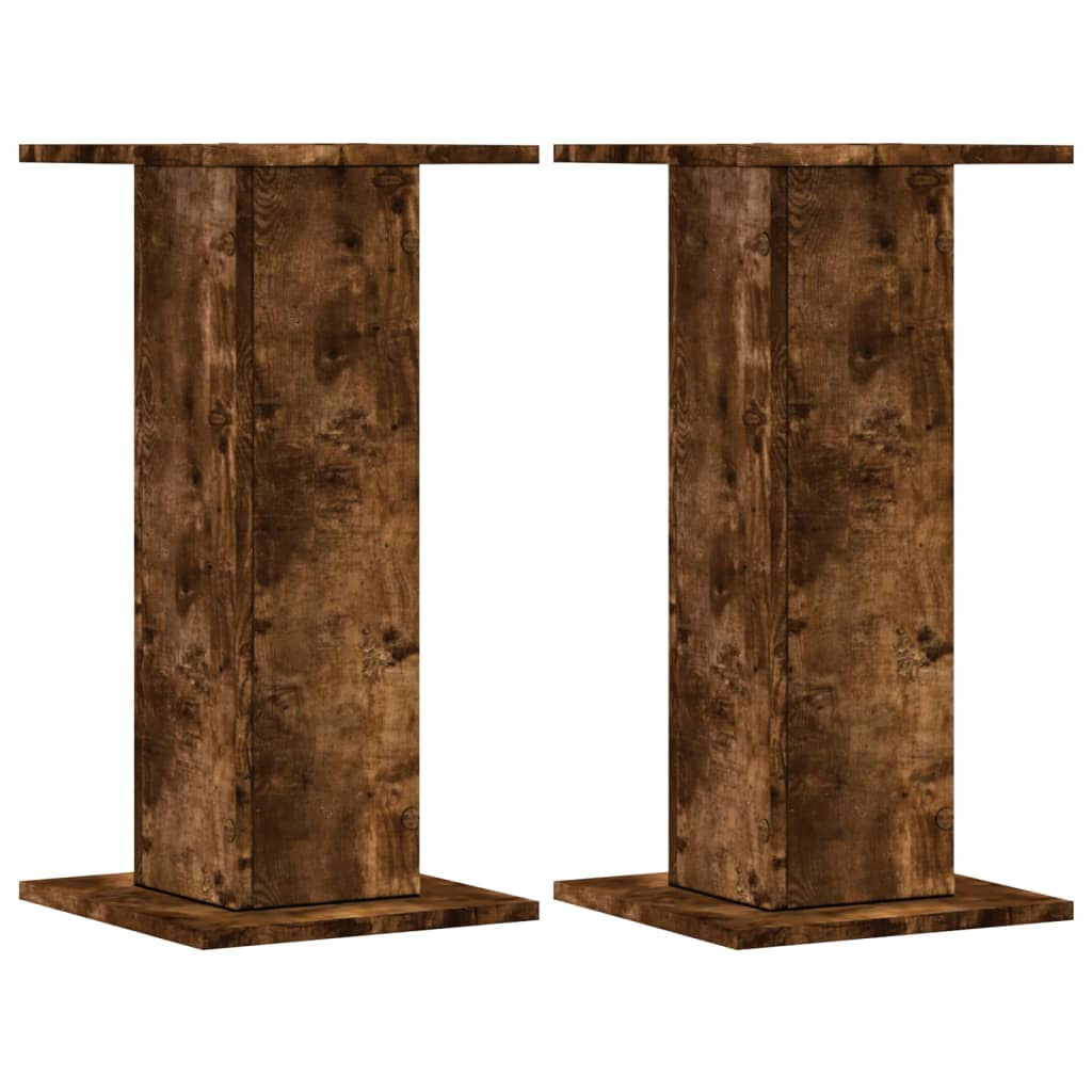 vidaXL Speaker Stands 2 pcs Smoked Oak 30x30x60 cm Engineered Wood