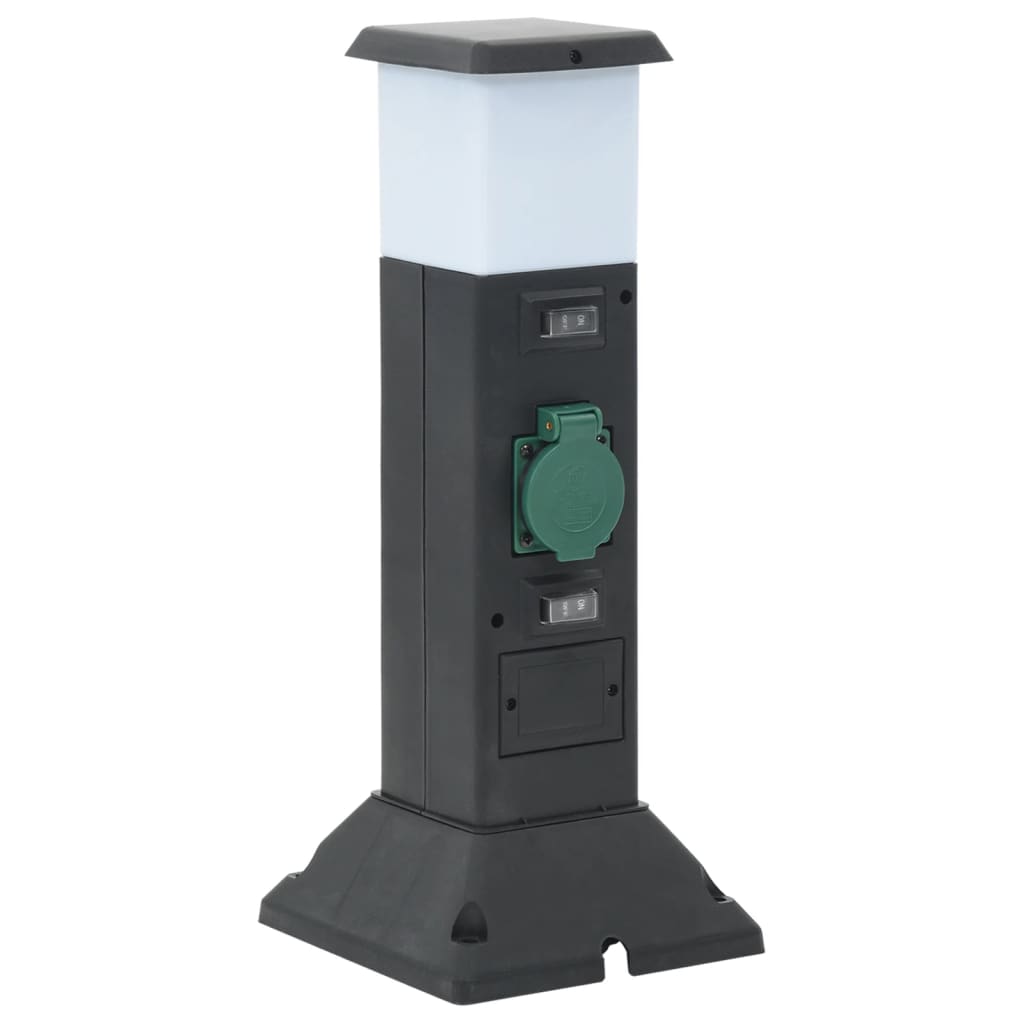 vidaXL Outdoor Socket Column with Lamp and Spike 2-Way 16x16x39.5 cm