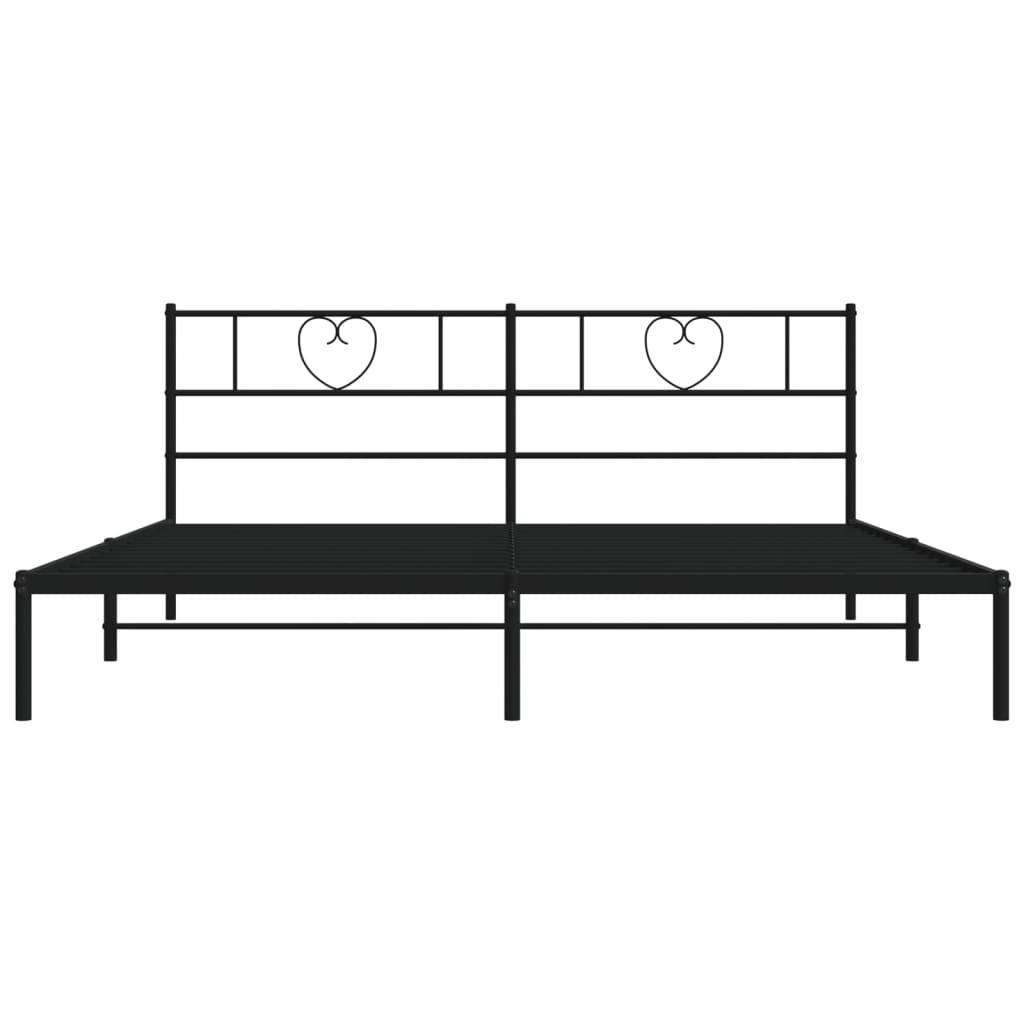 vidaXL Metal Bed Frame without Mattress with Headboard Black 193x203 cm