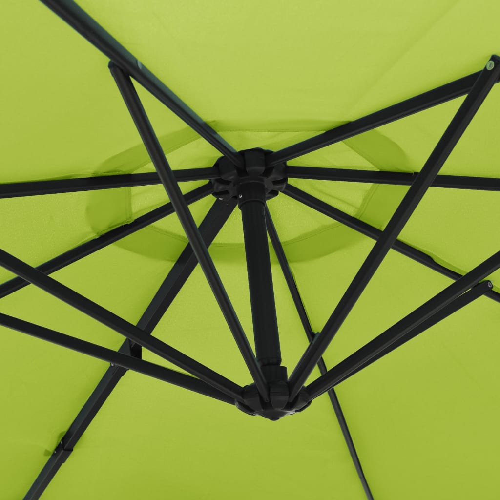 vidaXL Wall-mounted Parasol with LEDs Apple Green 290cm