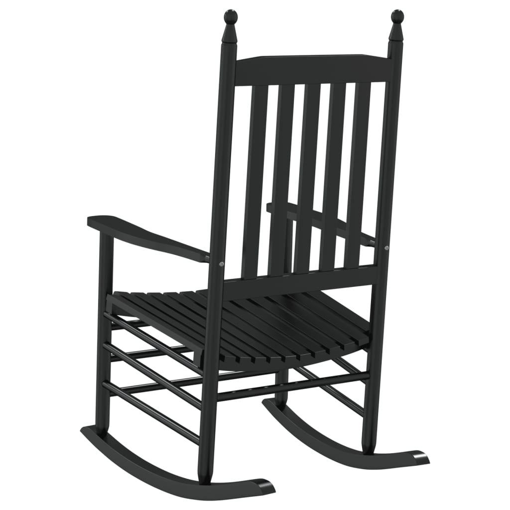 vidaXL Rocking Chairs with Curved Seats 2 pcs Black Solid Wood Poplar