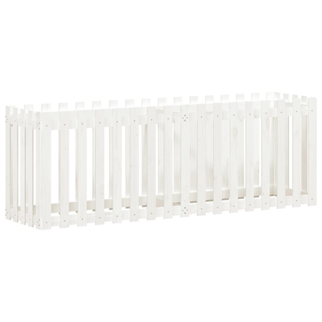 vidaXL Garden Raised Bed with Fence Design White 200x50x70 cm Solid Wood Pine