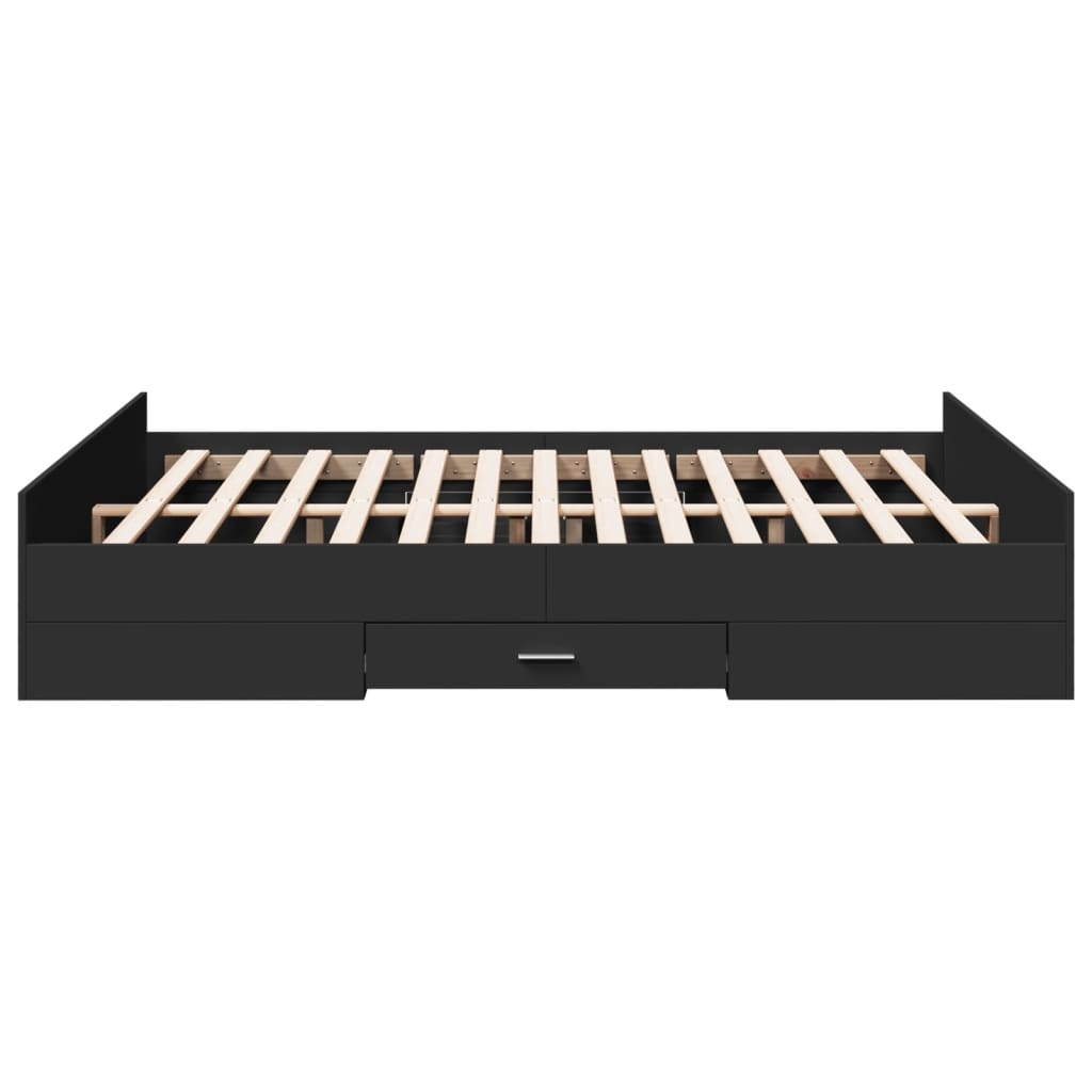 vidaXL Bed Frame with Drawers Black 160x200 cm Engineered Wood