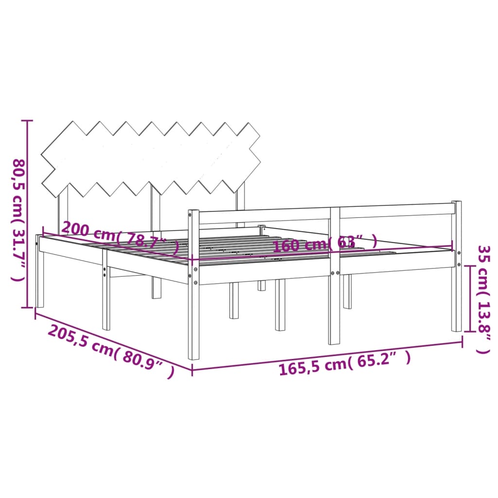 vidaXL Senior Bed without Mattress White 160x200 cm Solid Wood