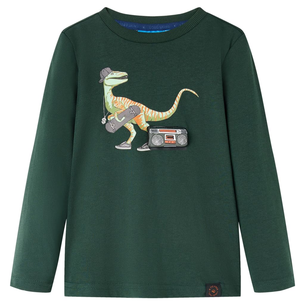 Kids' T-shirt with Long Sleeves Dark Green 140