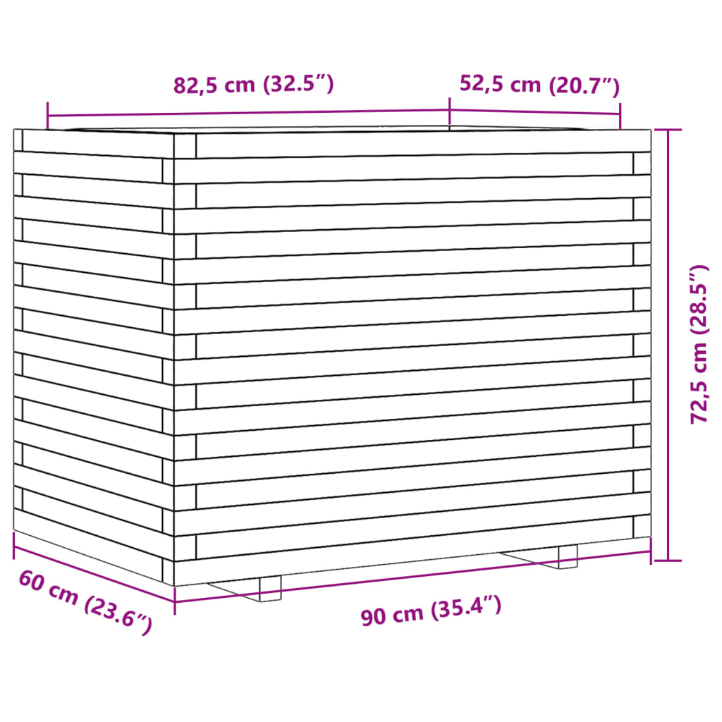 vidaXL Garden Planter 90x60x72.5 cm Impregnated Wood Pine