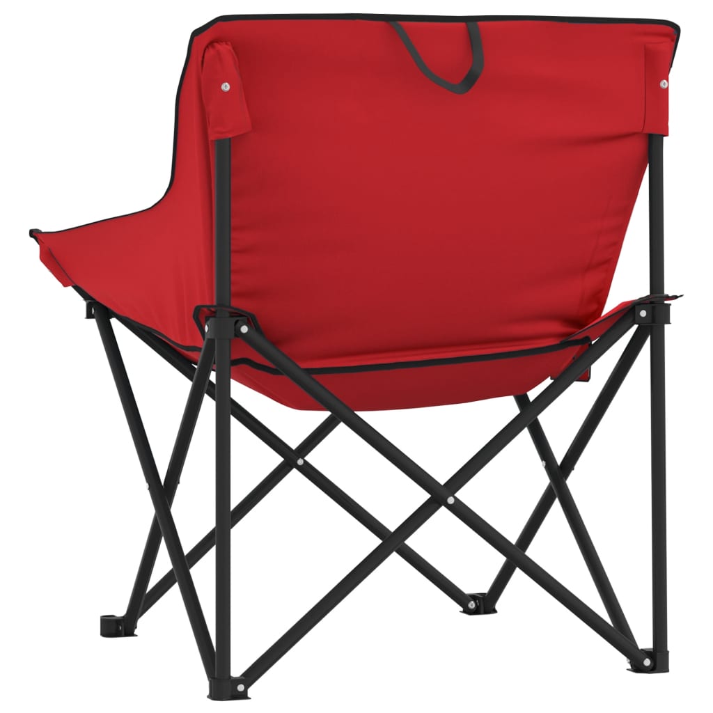 vidaXL Camping Chairs with Pocket Foldable 2 pcs Red