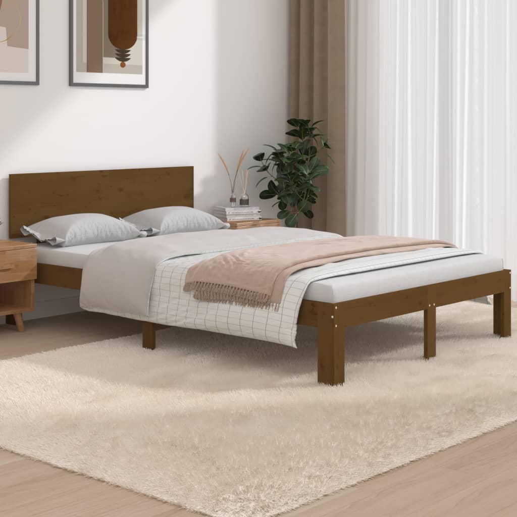 vidaXL Bed Frame without Mattress Honey Brown 120x190 cm Small Double