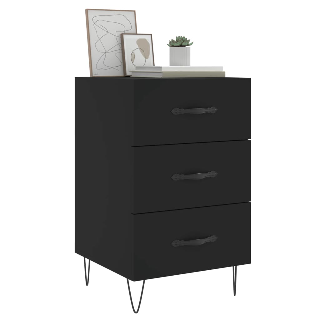 vidaXL Bedside Cabinet Black 40x40x66 cm Engineered Wood