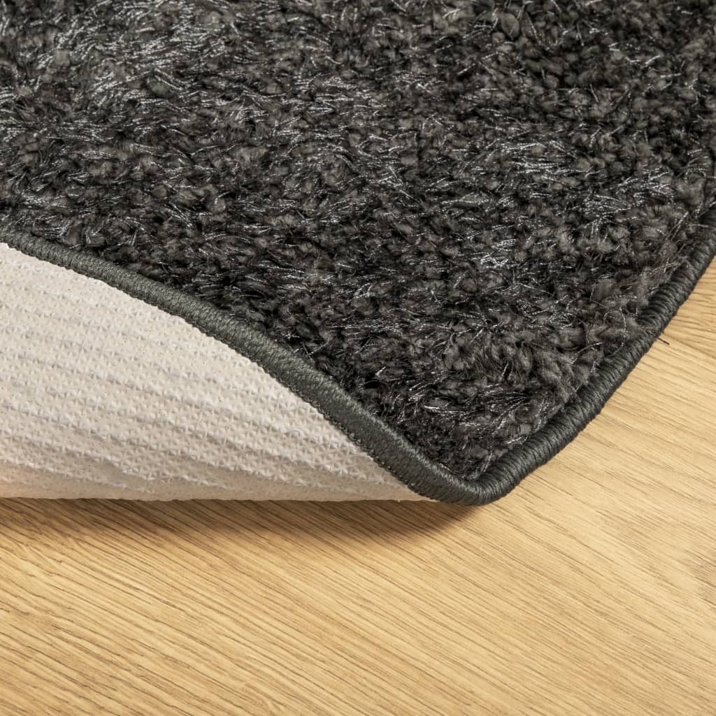 vidaXL Rug ISTAN High Pile Shiny Look Anthracite Ø 120 cm