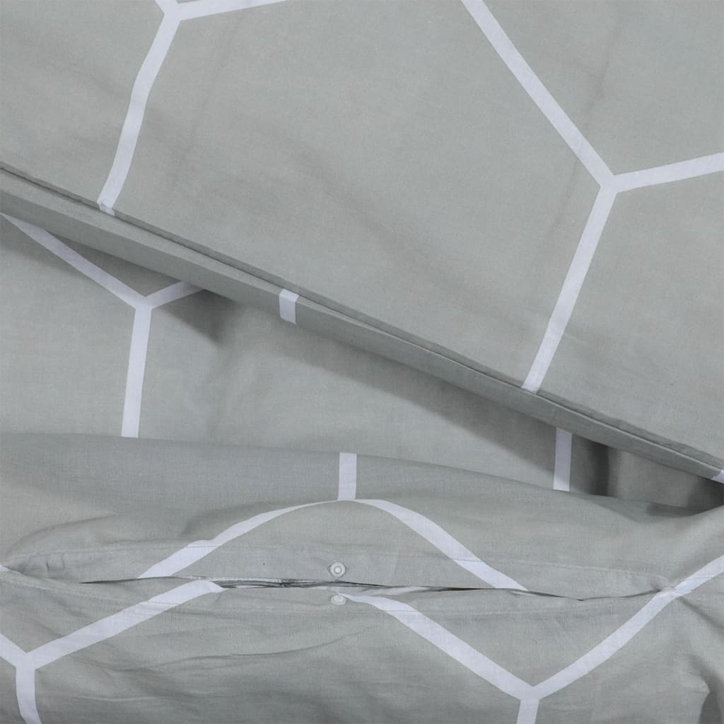 vidaXL Duvet Cover Set Grey 200x200 cm Cotton