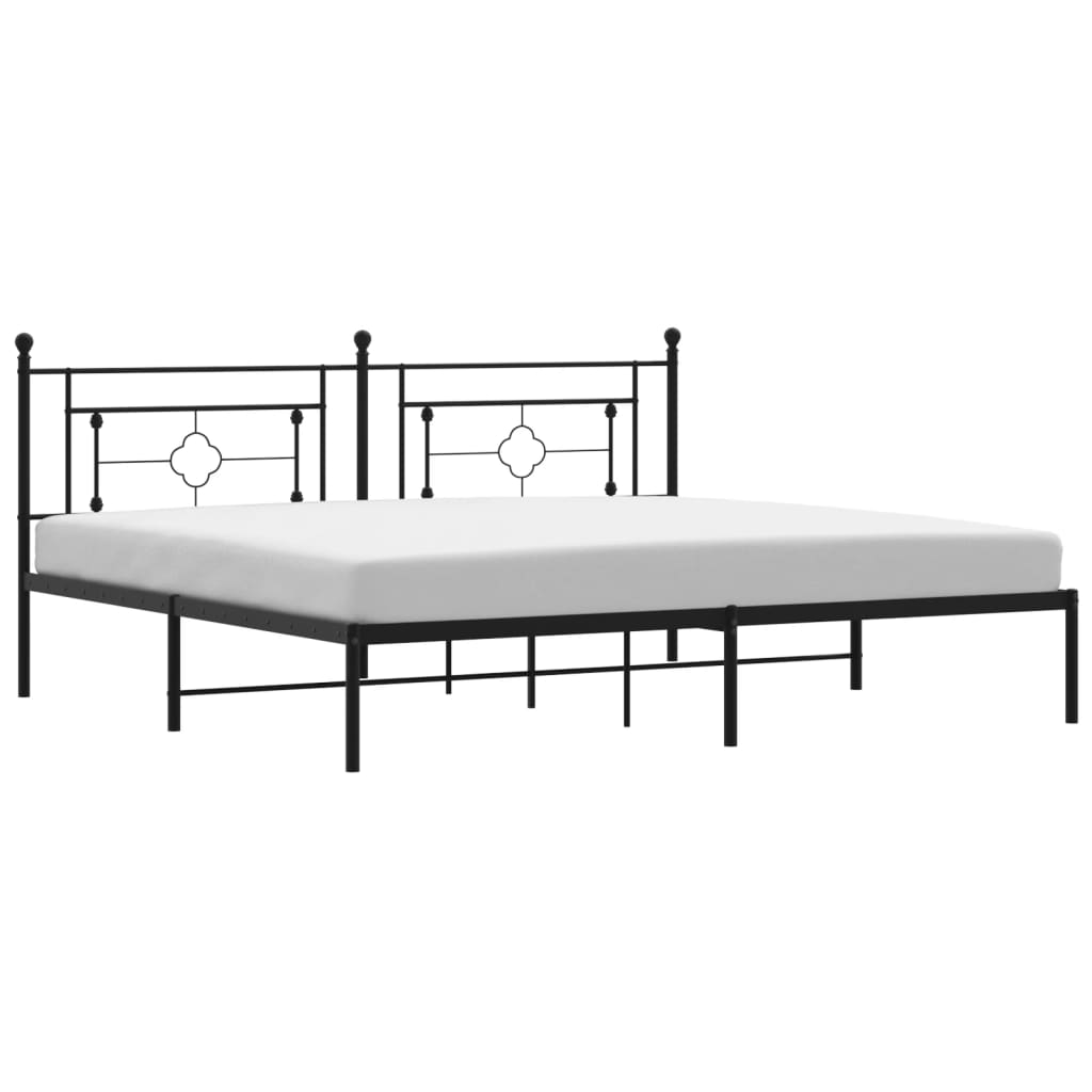 vidaXL Metal Bed Frame without Mattress with Headboard Black 200x200 cm