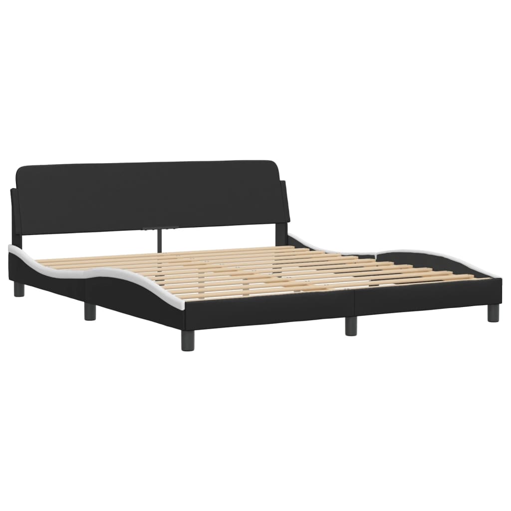 vidaXL Bed Frame with LED without Mattress Black and White 180x200 cm Super King