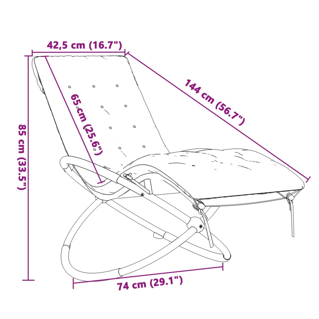 vidaXL Geometrical Sun Lounger with Cushion Black and Grey Steel