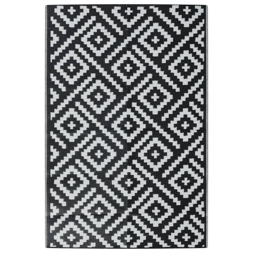 vidaXL Outdoor Carpet White and Black 120x180 cm PP