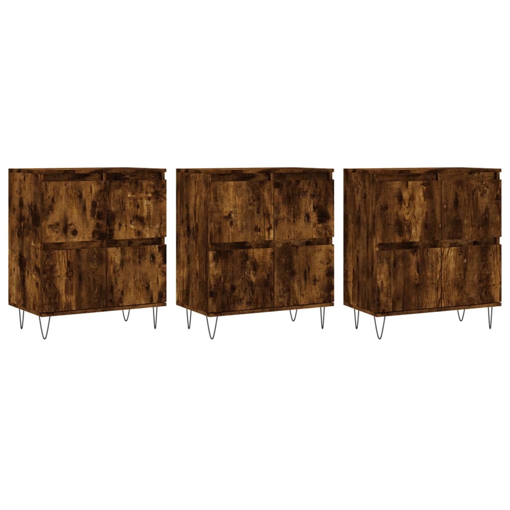 vidaXL Sideboards 3 pcs Smoked Oak Engineered Wood