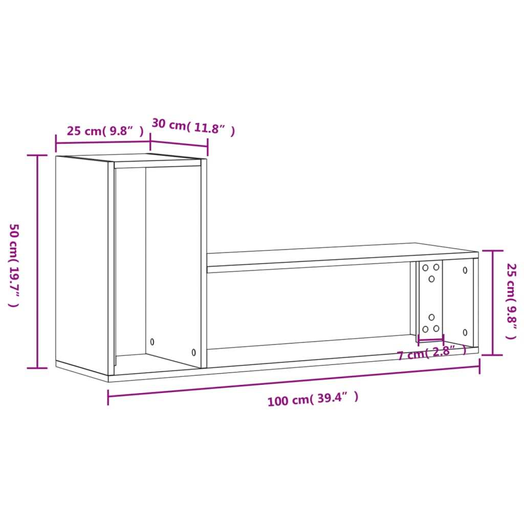 vidaXL TV Cabinets 2 pcs Concrete Grey 100x30x50 cm Engineered Wood
