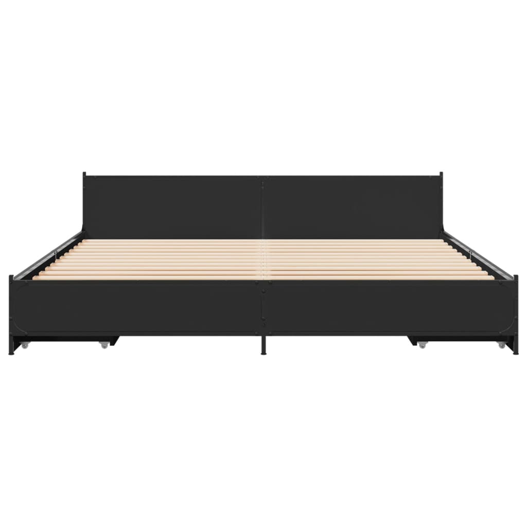 vidaXL Bed Frame with Drawers without Mattress Black 180x200 cm Super King