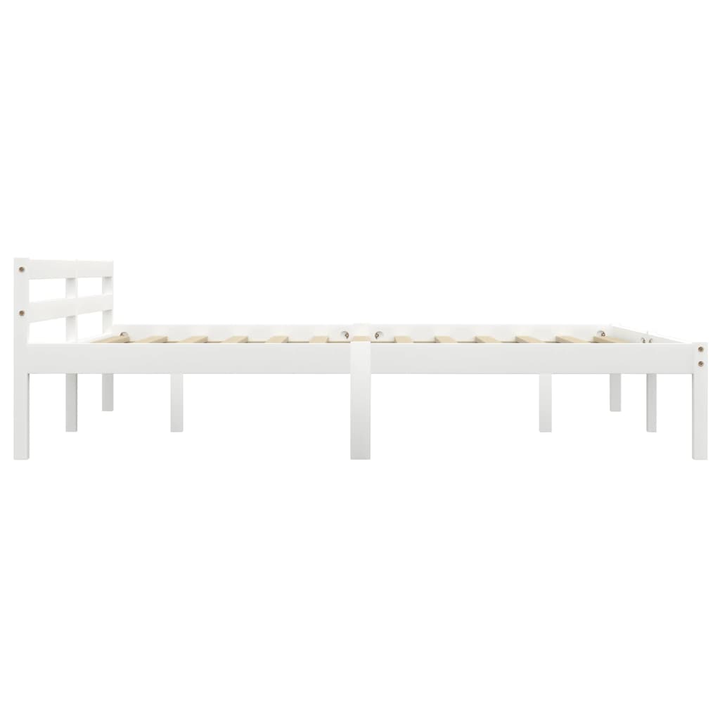 vidaXL Bed Frame without Mattress White Solid Pine Wood 180x200 cm Super King