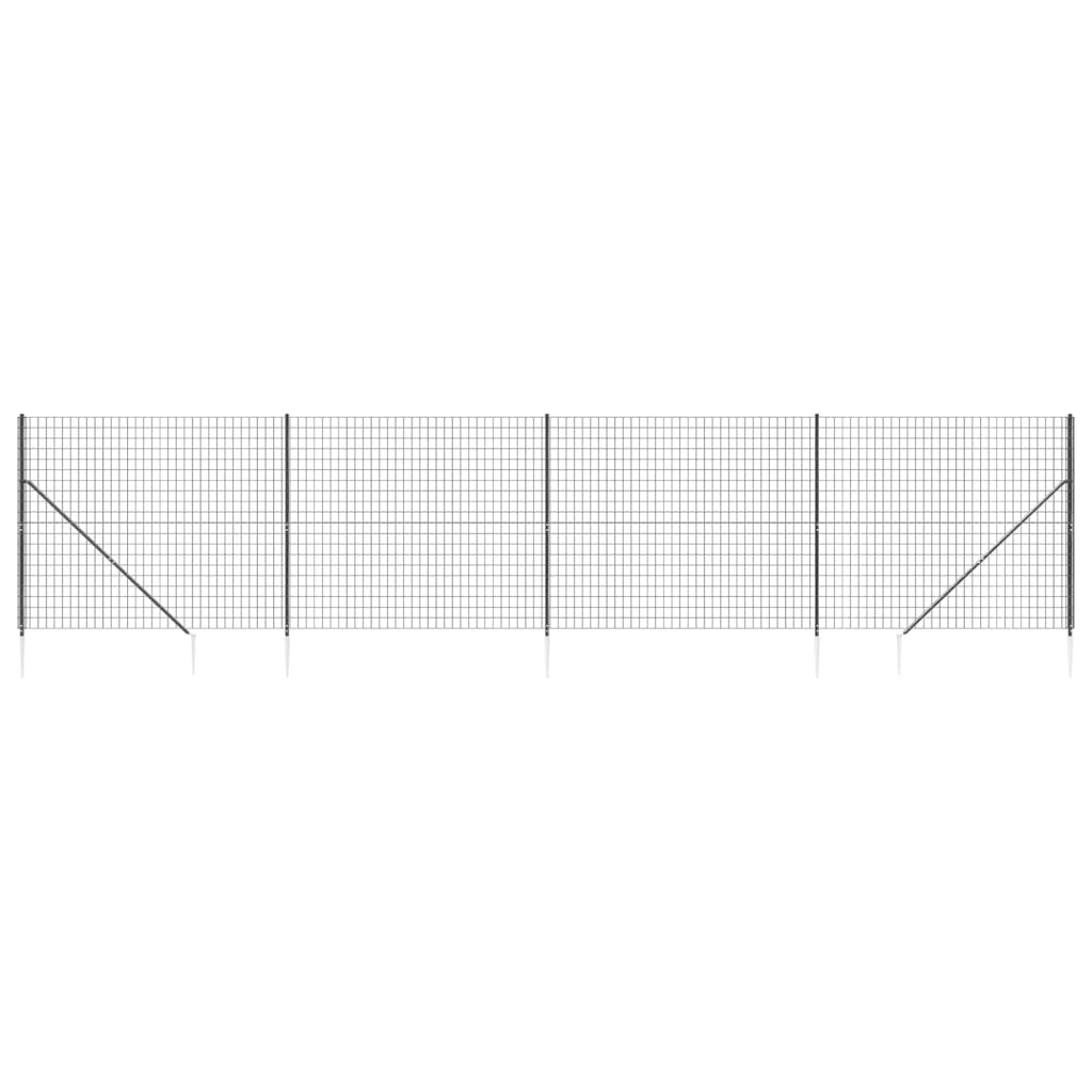 vidaXL Wire Mesh Fence with Spike Anchors Anthracite 2.2x10 m