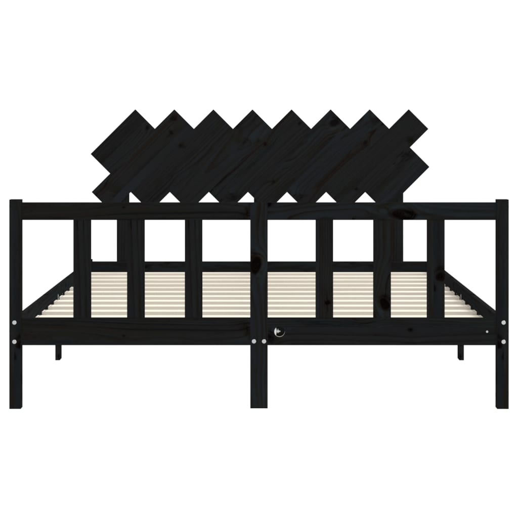 vidaXL Bed Frame without Mattress Black 160x200 cm Solid Wood Pine