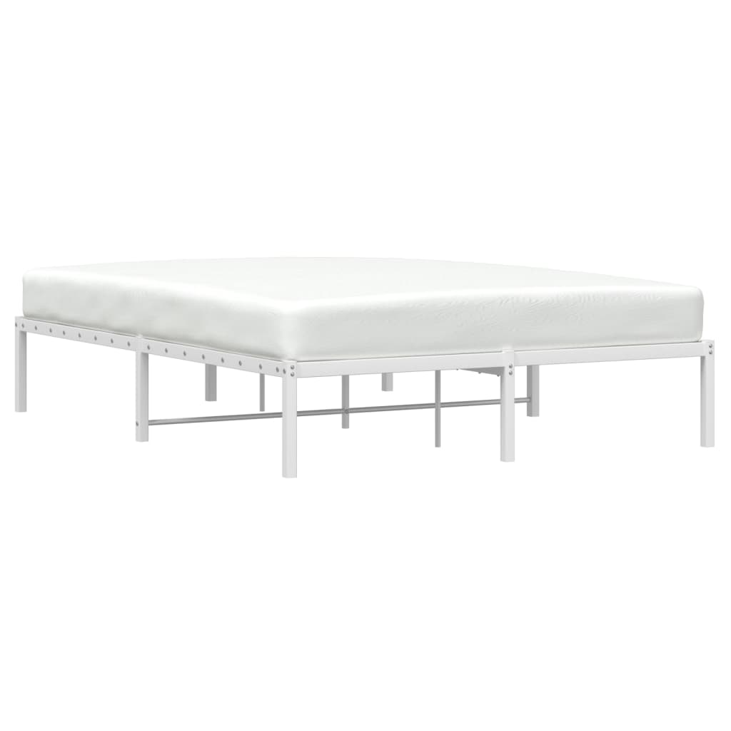 vidaXL Metal Bed Frame White 140x190 cm