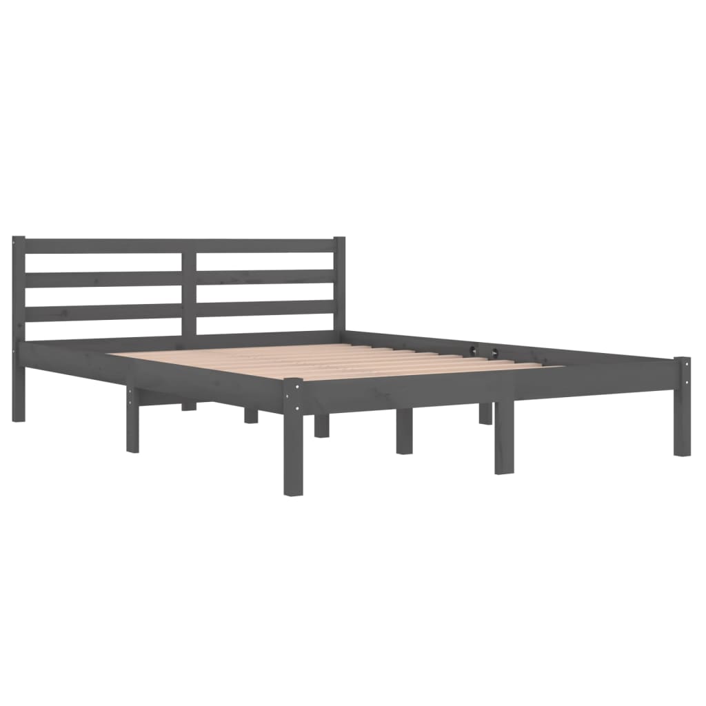 vidaXL Bed Frame without Mattress Solid Wood Pine 140x200 cm Grey