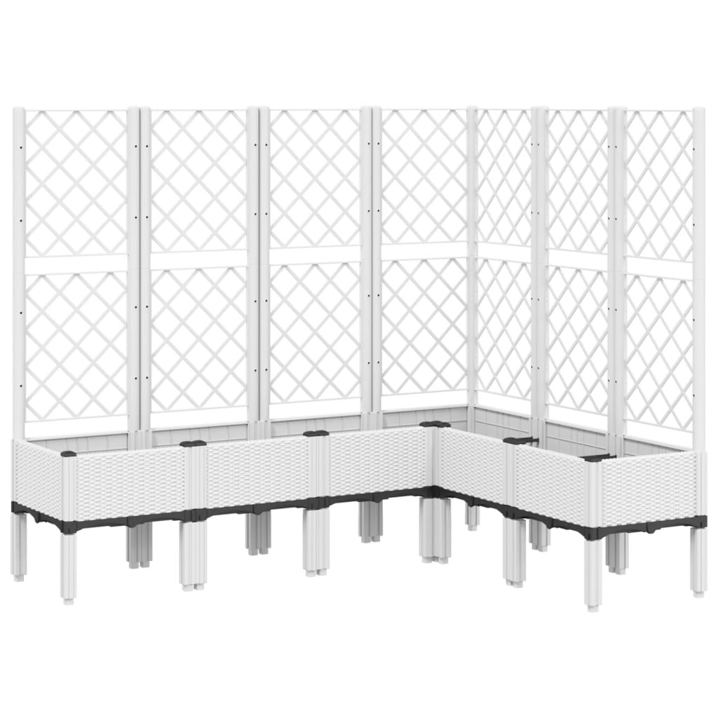 vidaXL Garden Planter with Trellis White 160x120x142 cm PP