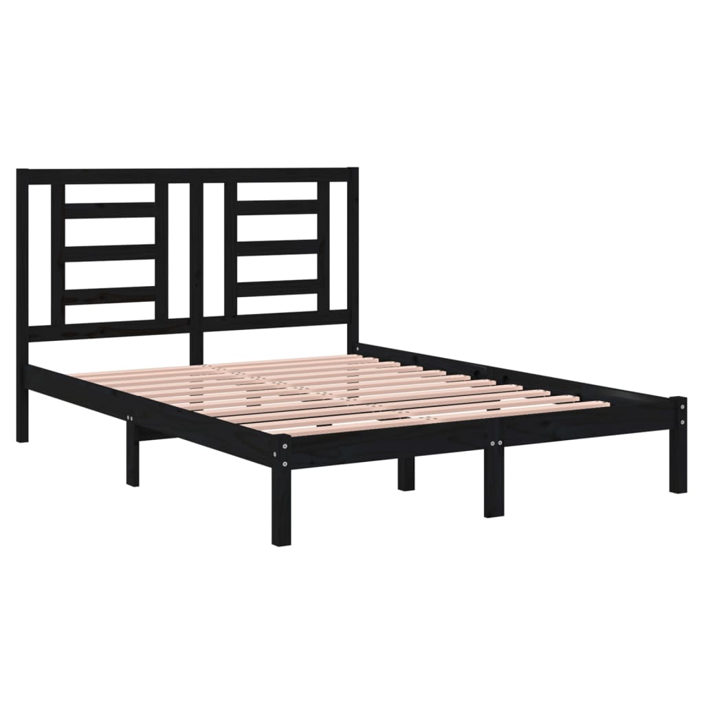 vidaXL Bed Frame without Mattress Black 140x190 cm Solid Wood Pine