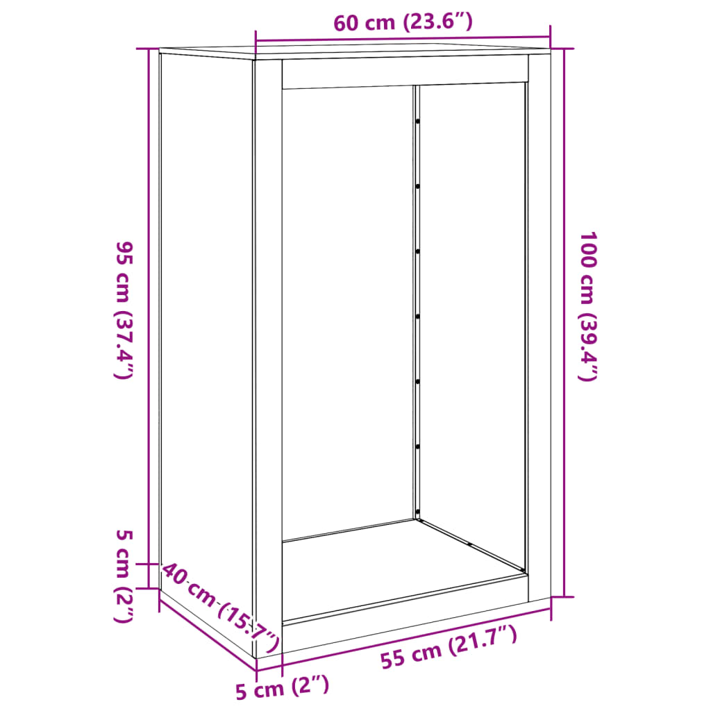 vidaXL Firewood Rack Green 60x40x100 cm Steel