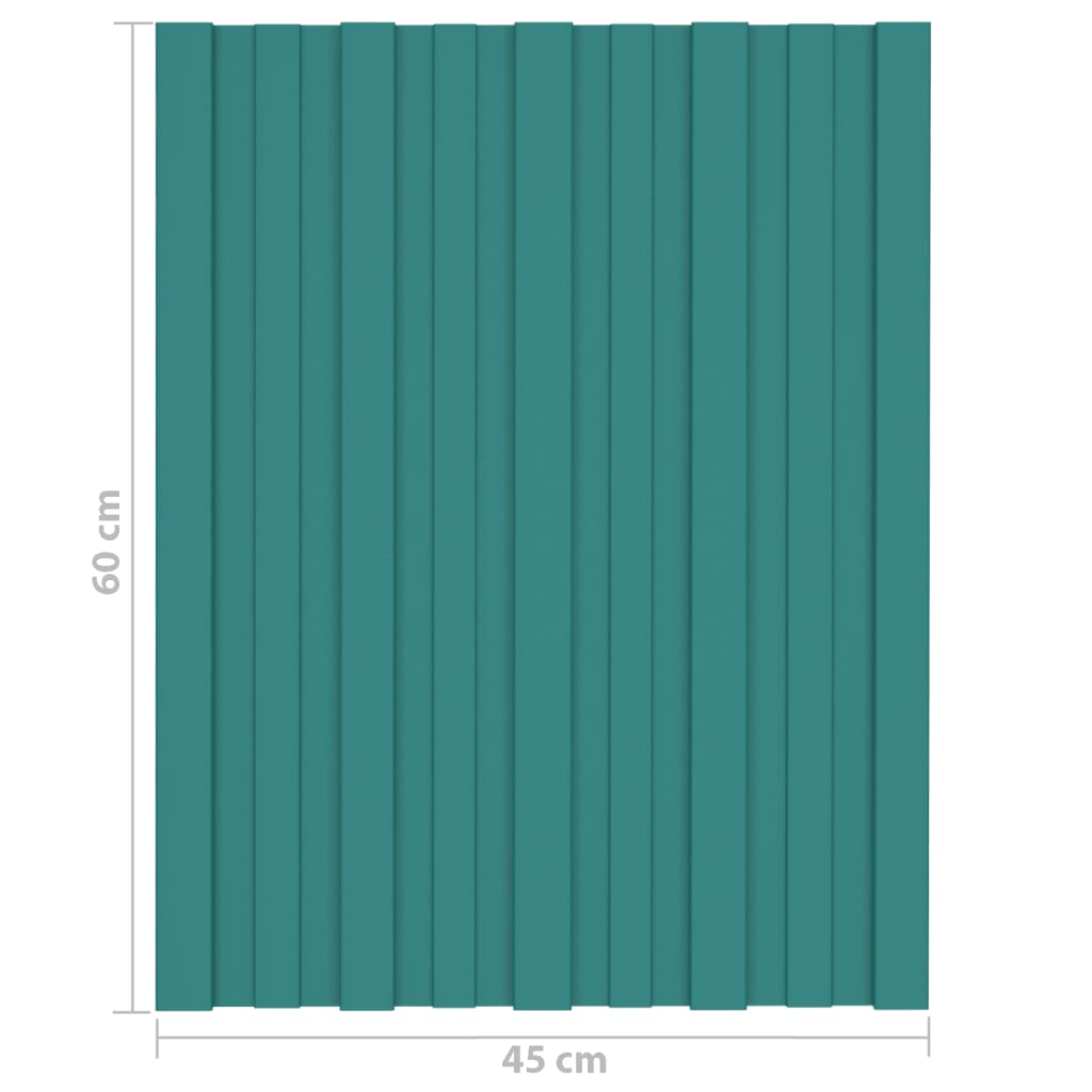 vidaXL Roof Panels 12 pcs Galvanised Steel Green 60x45 cm