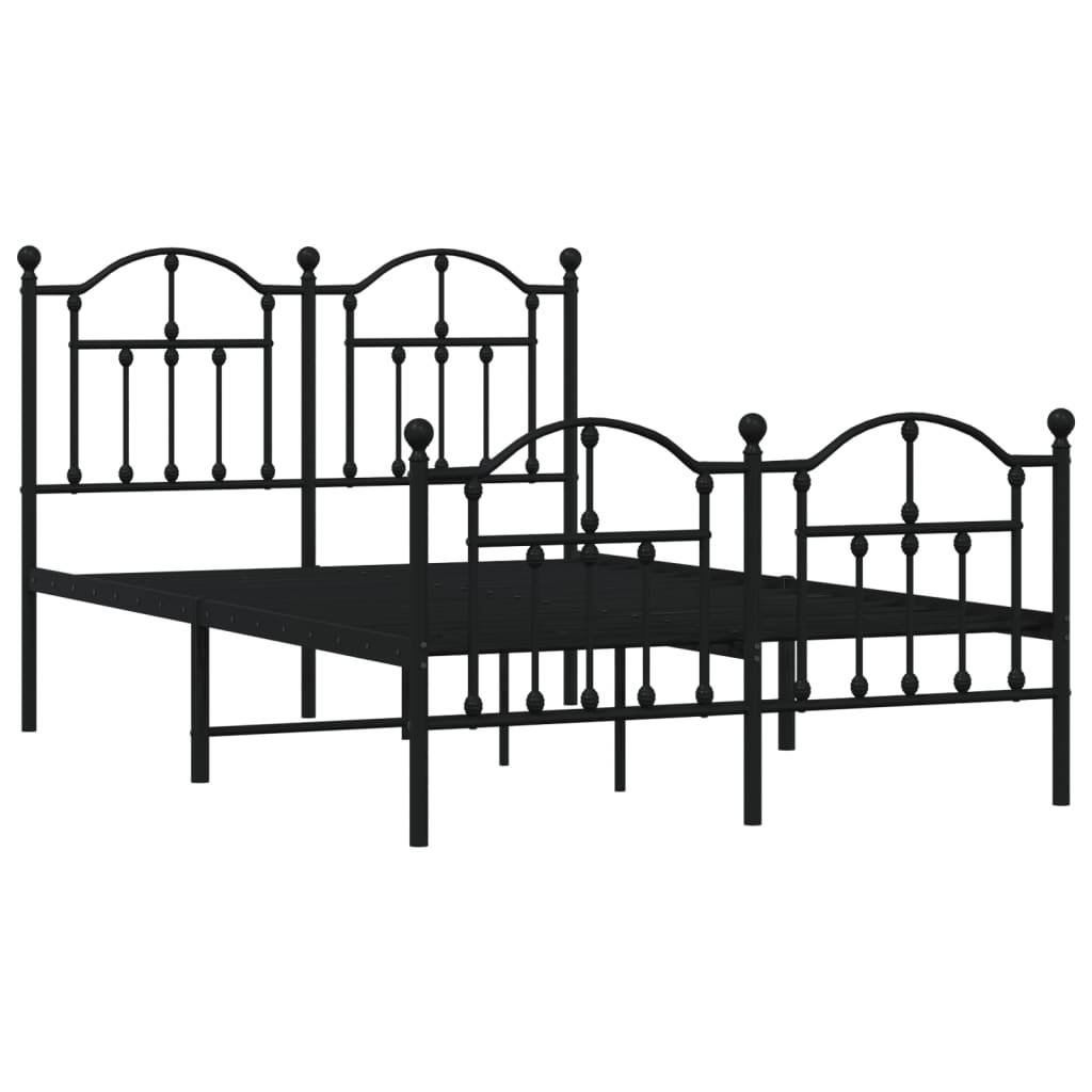 vidaXL Metal Bed Frame without Mattress with Footboard Black 120x200 cm