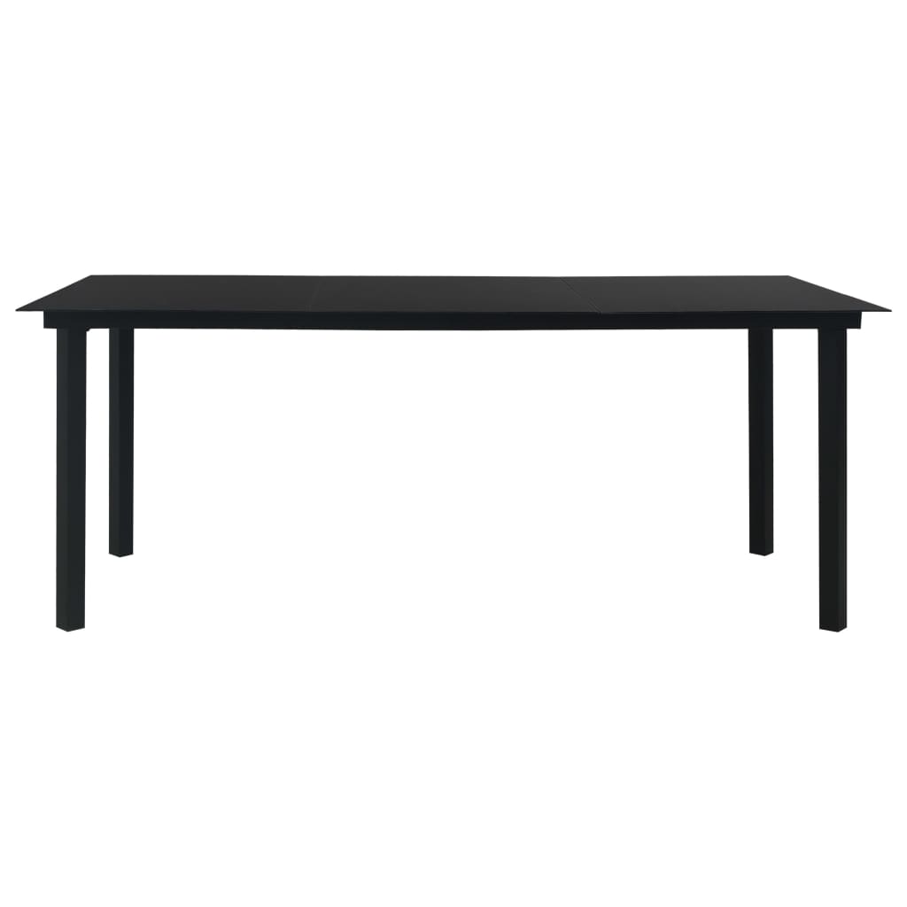 vidaXL Garden Dining Table Black 190x90x74 cm Steel and Glass