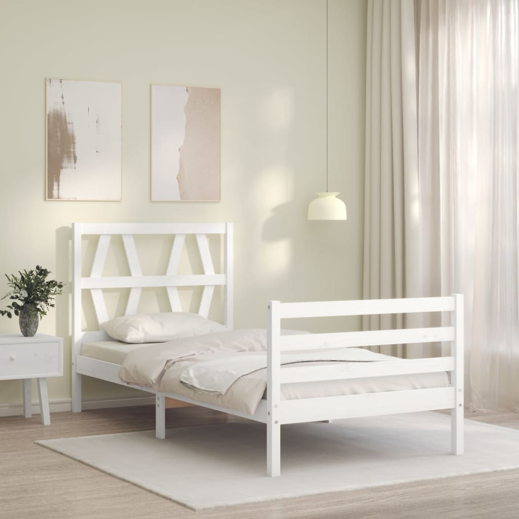 vidaXL Bed Frame without Mattress White 90x200 cm Solid Wood